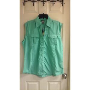 🩷Uniti Camp Blouse,Women's size XL, green, Sleeveless, Pockets, V-neck NWOT